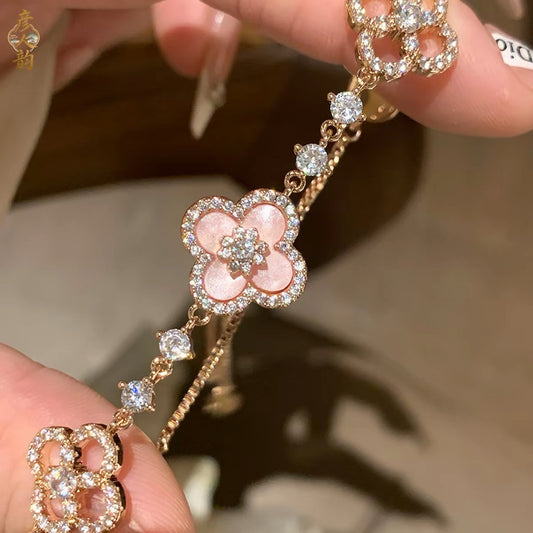 Pink Four Leaf Clover Bracelet by Sylrena — product photo