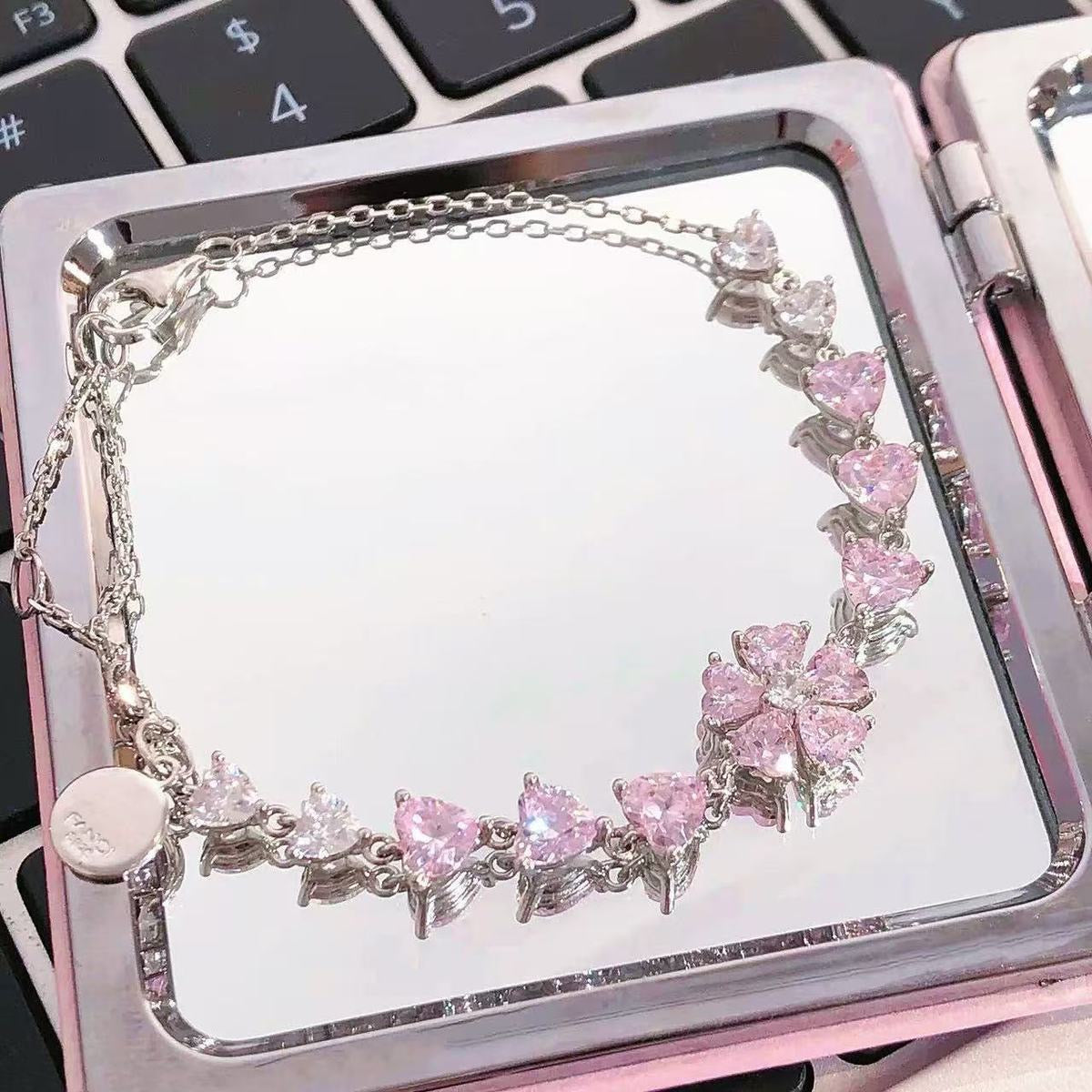 Pink Peach Blossom Bracelet by Sylrena — product photo