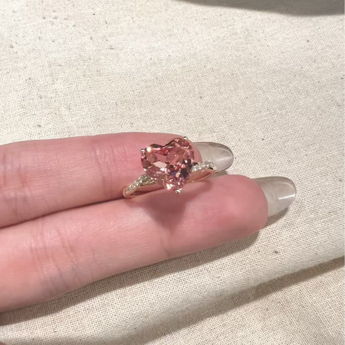 Pink Heart Zircon Ring by Sylrena — product photo