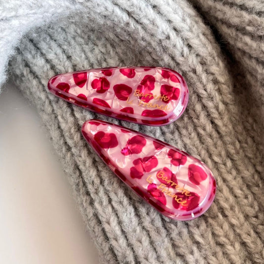 Pink Leopard Hair Clips | Pair by Sylrena — product photo