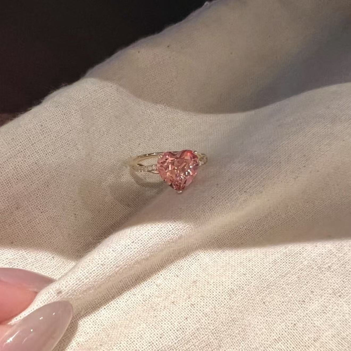 Pink Heart Zircon Ring by Sylrena — product photo