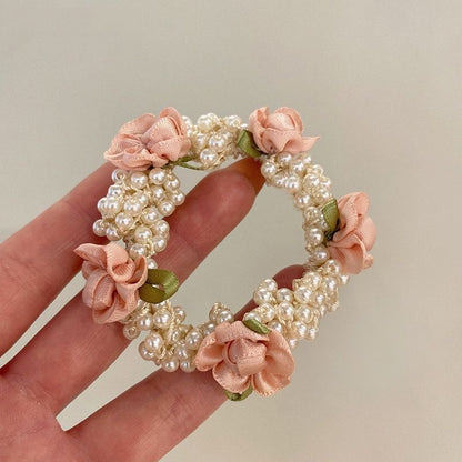 Pink Pearl Rose Hair Tie Set by Sylrena — product photo
