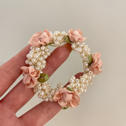 Pink Pearl Rose Hair Tie Set by Sylrena — product photo