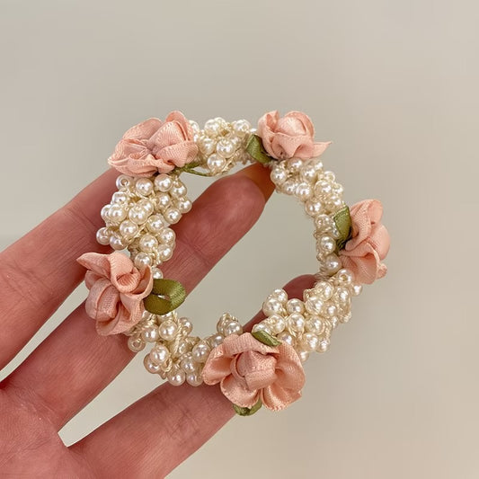 Pink Pearl Rose Hair Tie Set by Sylrena — product photo