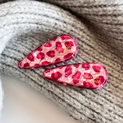 Pink Leopard Hair Clips | Pair by Sylrena — product photo