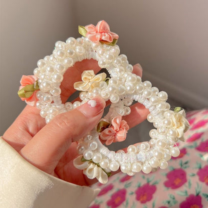 Pink Pearl Rose Hair Tie Set by Sylrena — product photo