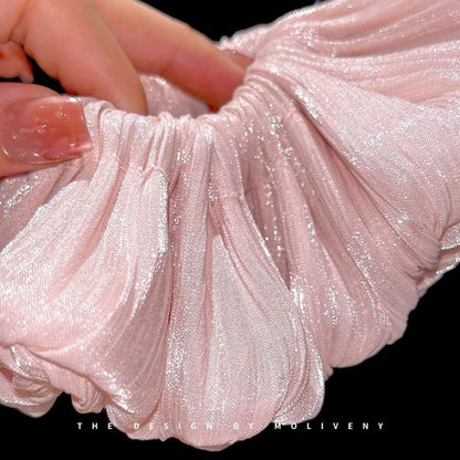 Cherry Blossom Pink Satin Hair Tie by Sylrena — product photo